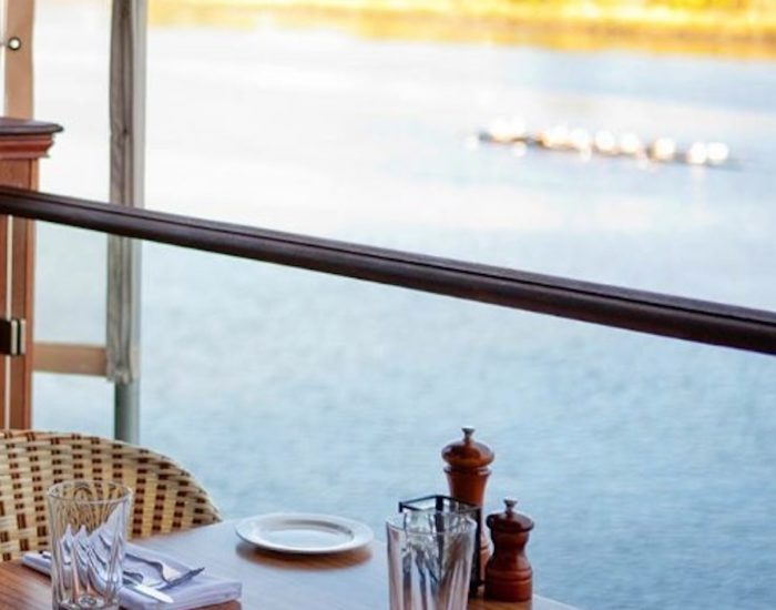 Picture of rowers on Seekonk River from Waterman Grille 