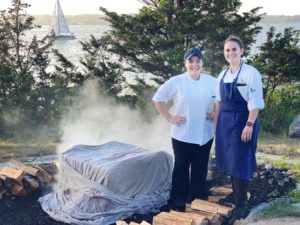 Picture of Chef Casey and Abby ready to reveal clambake